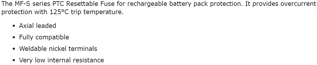 פיוזים מתאפסים PTC BOURNS MF-S
